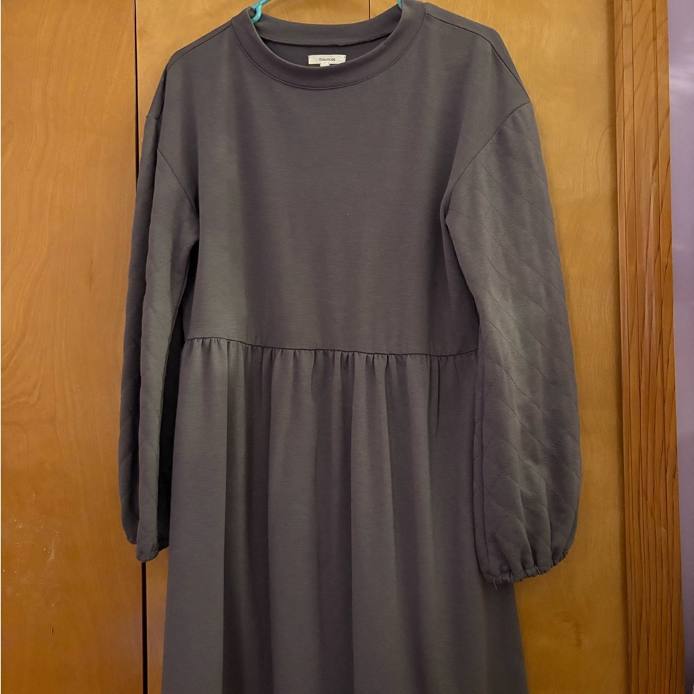 Maurices Gray Long Sleeve Crew Neck Sweater Dress